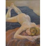 Mary Weiss, 'Reclining Nude', oil on canvas, signed lower right, 50 x 40cm