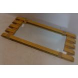 A modern beechwood mirror, with rectangular glass plate (loose glass), 102 x 46cm