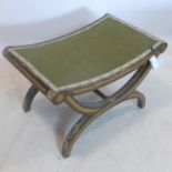 A Regency painted X-frame stool, H.42 W.67 D.40cm
