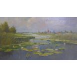 After Dirk Smorenberg (Dutch, 1883-1960), Waterlilies in a pond, oil on canvas, signed 'F. Jaarveld'