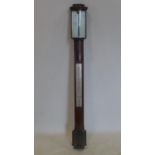 A 19th century mahogany stick barometer, the dial signed J Blatt, Brighton, H.99cm