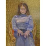 Mary Weiss, Portrait of a seated girl, oil on board, signed lower right, 60 x 50cm