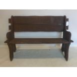 A 20th century pegged weathered teak bench, H.76 W.123 D.47cm