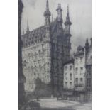 Andrew Fairburn Affleck (1869-1935), 'Leuven Town Hall', original etching, signed in pencil to lower