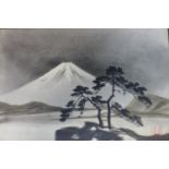 An early 20th century Japanese watercolour with red seal stamp, 18 x 25cm