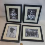 A set of four early 20th century monochromatic photographic prints of Vietnamese tribal portraits,