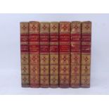 Charles Lamb (British, 1775-1834), 7 gilt worked red leather and marbled volumes published by