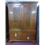 A 19th century mahogany linen press converted to wardrobe, H.195 W.133 D.59cm