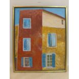 Late 20th century school, View of a house, oil on canvas laid down on board, signed Gluckman and