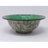 A Chinese cloisonne enamel bowl, decorated with stylised flowers, H.8cm Diameter 22cm