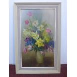 Nin Parker, British, A 20th century framed oil on canvas of a floral still life composition,