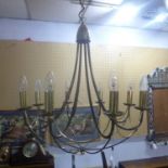 A Christopher Wray style eight branch chandelier, H.66cm Diameter 49cm