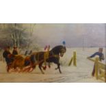 After Otto Eerelman (1839-1926), 'Baron and Baroness on Horse-sled', oil on panel, bearing