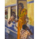 Vera Lissauer, Indian women on a train, oil on canvas, 49 x 39cm