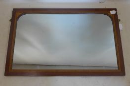 A Georgian style inlaid mahogany mirror, 66 x 100cm