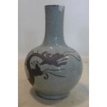 A large Chinese crackle glazed vase, decorated with dragon, marks to base, H.54cm