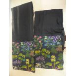 A pair of lined curtains in black cotton and floral fabric designed by Josef Frank and made by