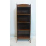 A late 19th century inlaid mahogany narrow open bookcase, H.113 W.41 D.22cm