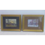 A pair of Continental oil on boards depicting trees, unsigned, framed and glazed, both inscribed