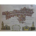 A framed and glazed hand-coloured 18th century print of Cripplegate Ward, North London, dated