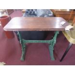 An early 20th century Gaskell & Chambers cast iron pub table, H.77 W.92 D.46cm