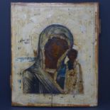 A 19th century Russian icon of the Mother of God of Kazan, tempera on wood panel, 31 x 26cm