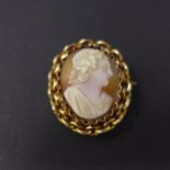 A 19th century, 18ct yellow gold mounted shell cameo brooch, 2.2 x 2cm, 4.7g
