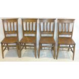 A set of four 20th century elm prayer chairs