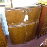 An early 20th century walnut cocktail cabinet, H.106 W.78 D.35cm