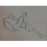 Olga Micevich Hodson (Slade School of Art) A 20th century framed pencil study of a reclining nude,