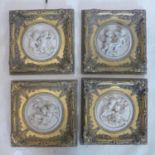 A set of four composite plaques in gilt frames, 30 x 30cm