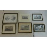 A collection of 19th century hand-coloured prints (5 framed and glazed) depicting views of North