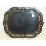 A Victorian papier mache tray, gilt painted, 66 x 86cm