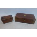 A 19th century mahogany and brass bound writing slope 15 x 50 x 25cm and a 19th century mahogany and