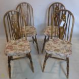 A set of four oak farmhouse dining chairs