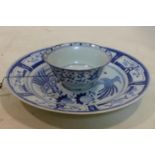 Two mid 20th century Chinese hand-painted blue and white items to include a charger dia: 36cm with a