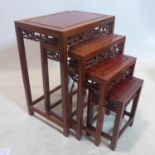 A Chinese hardwood nest of 4 tables