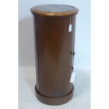 A Victorian mahogany cylindrical cabinet, with marble top, H.79 D.37cm