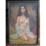 After Larry Vincent, print of a nude lady, 90 x 58cm