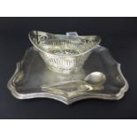 A Victorian silver pierced dish of basket form, George Nathan & Ridley Hayes, Chester 1899, together