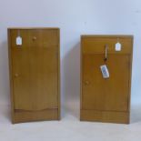 A near pair of 20th century light oak side cabinets