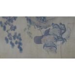 An early 19th century Japanese scroll painting of an elder, signed with seal mark by unknown artist,