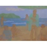 James Farrelly, b.1959, beach scene, oil on canvas, signed to verso and dated '96, 98 x 128cm