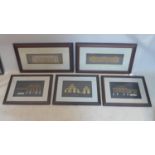 A set of 5 framed 2-D wood veneer Art Pieces of Malay buildings designed by Arch, by World