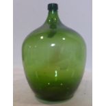 A large hand-blown, olive-green glass vase, large pontil to base, H. 50cm, W. 35cm
