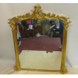 A 19th century Rococo gilt wood over mantle mirror, 140 x 115cm