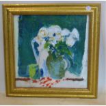 An abstract still life, oil on canvas, in glazed gilt frame, 29 x 29cm