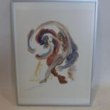 After Salvador Dali, Surrealist study of figures, lithograph, bearing signature in pencil, framed