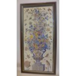 A framed and glazed colour print of antique hand-painted tiles from Lisbon, Portugal, 82 x 36cm