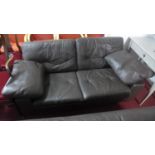 A Heal's brown leather 2 seat sofa